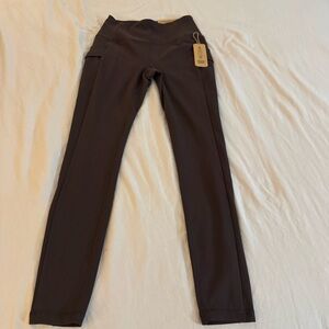 NEW NWT Avalanche Women's HighWaist Fleece Lined Leggings Small Brown Zip Pocket